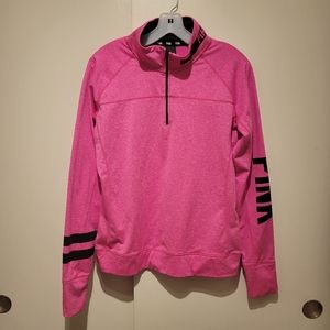 Pink stretchy half zip pullover